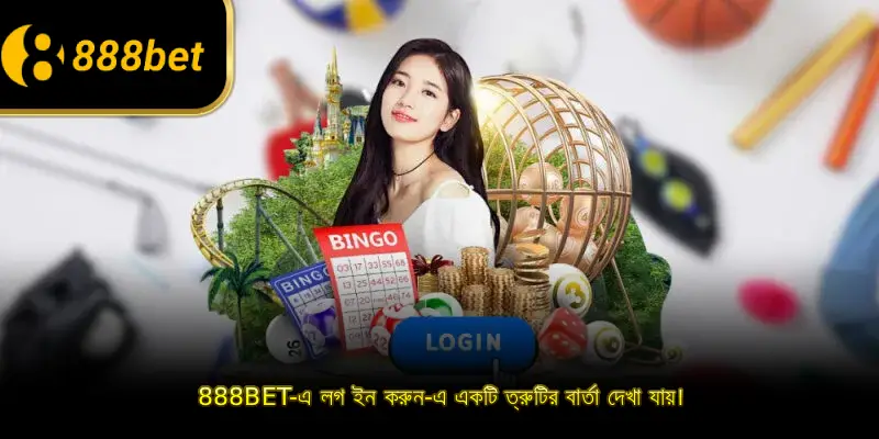 888BET-এ লগ ইন করুন-এ একটি ত্রুটির বার্তা দেখা যায়।