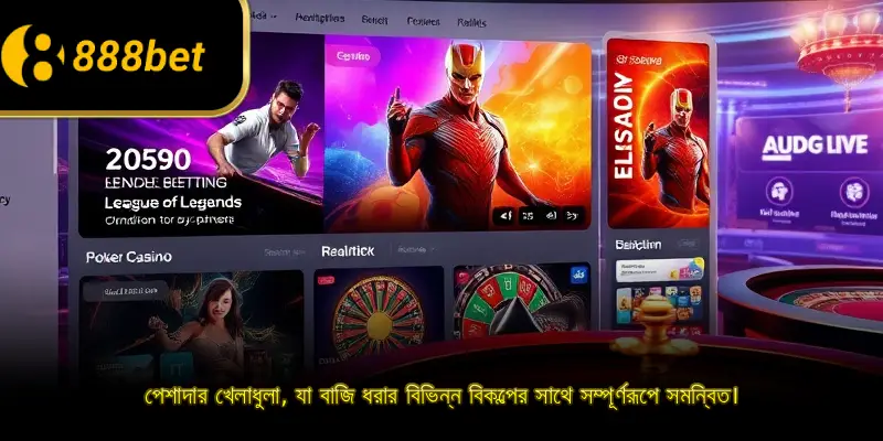 পেশাদার খেলাধুলা, যা বাজি ধরার বিভিন্ন বিকল্পের সাথে সম্পূর্ণরূপে সমন্বিত।